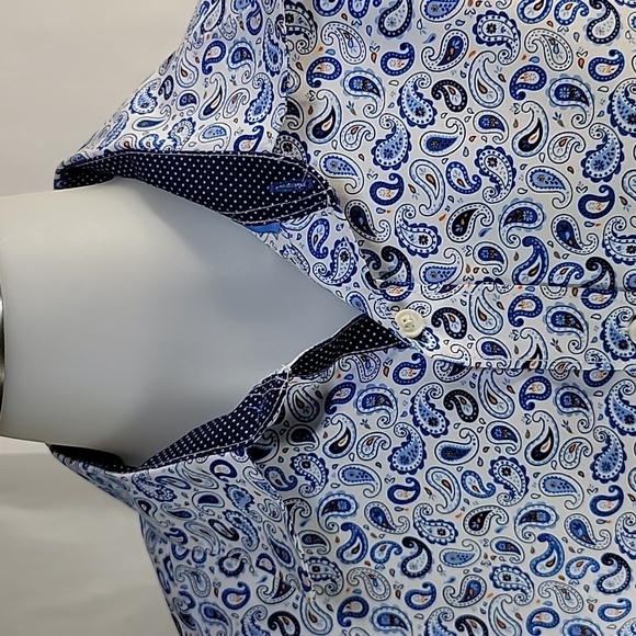 🔥3/$25 Kilburne Finch shirt - Men's Large Paisley blue/white/Navy Shirt - Picture 3 of 8